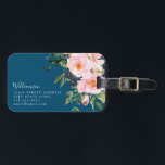 Vintage Romantik Florals in blauer Individuelle Na Gepäckanhänger<br><div class="desc">Personalisierte Vintage Romantik Florenz in Blue Individuelle Name Gepäckmarke</div>