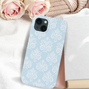 Vintage Romantik Hellblau und Weiß Damastdruck Case-Mate iPhone Hülle