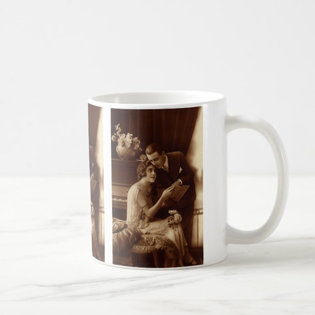 Vintage Romantik, Liebe und Romantik Liebhaber Kaffeetasse (Rechts)