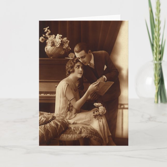 Vintage Romantik, Liebe und Romantik Liebhaber Karte (Vorderseite)