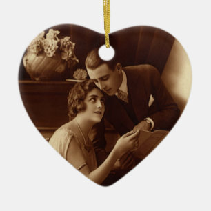 Vintage Romantik, Liebe und Romantik Liebhaber Keramik Ornament