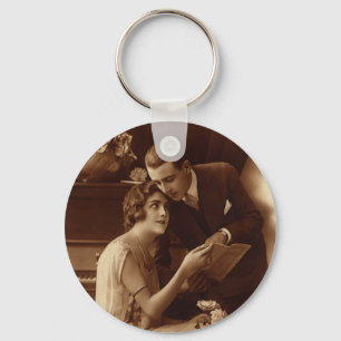Vintage Romantik, Liebe und Romantik Liebhaber Schlüsselanhänger