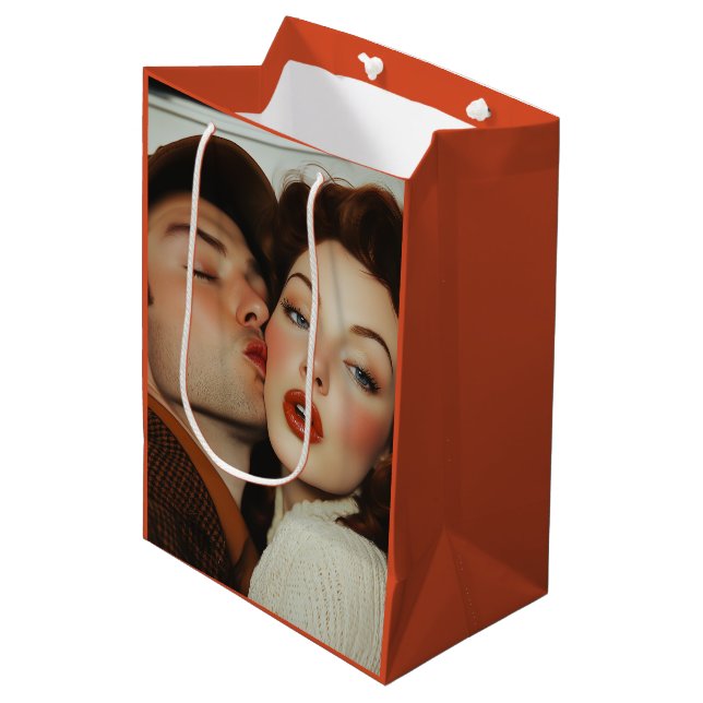 Vintage Romantik Mittlere Geschenktüte (Vorderseite Schrägansicht)