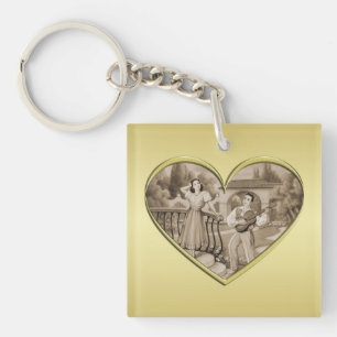 Vintage-Romantik-Paar, Mann und Frau, Gold Schlüsselanhänger