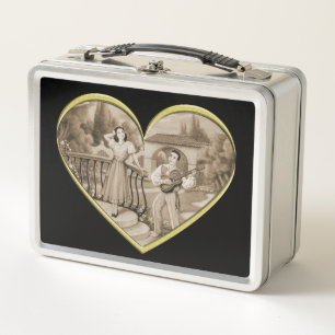 Vintage-Romantik-Paar, Mann und Frau Liebe Metall Brotdose