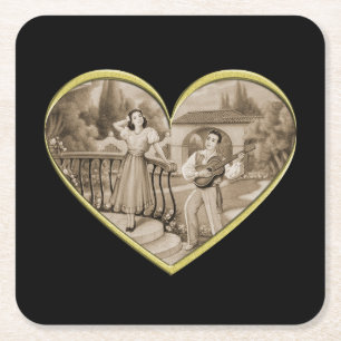 Vintage-Romantik-Paar, Mann und Frau Liebe Rechteckiger Pappuntersetzer