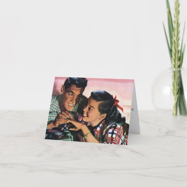 Vintage Romantik, Schulliebe in der Liebe Dankeskarte (Vorderseite)