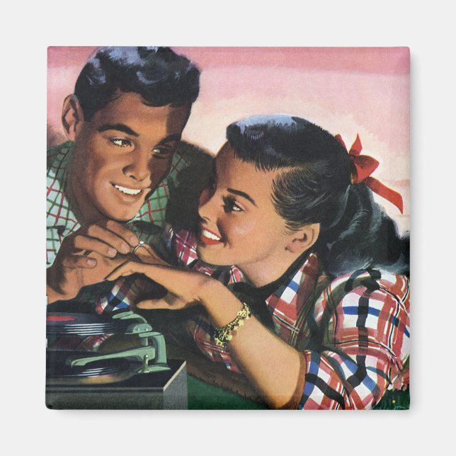 Vintage Romantik, Schulliebe in der Liebe Magnet (Vorne)