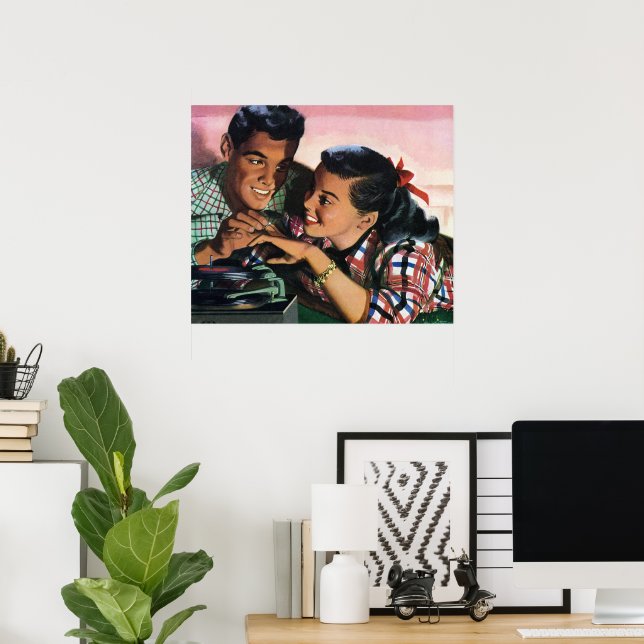 Vintage Romantik, Schulliebe in der Liebe Poster (Heimbüro)