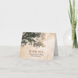 Vintage romantische Dankescharte mit alten Bäumen Dankeskarte