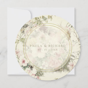 Vintage romantische Hochzeit mit floralem Hintergr Feiertagskarte
