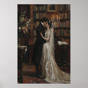 Vintage Romantische Hochzeitskunst Dark Academia W Poster