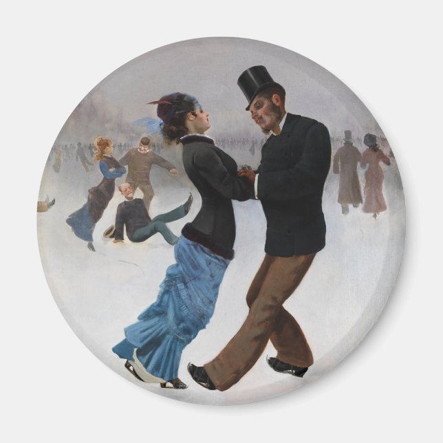 Vintage romantische Ice-Skater Magnet (Vorne)