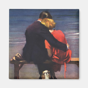 Vintage romantische Liebe, Romance auf dem Strand Magnet