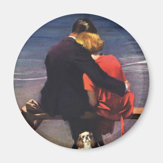 Vintage romantische Liebe, Romantik am Strand Magnet (Vorne)