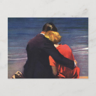 Vintage romantische Liebe, Romantik am Strand Postkarte