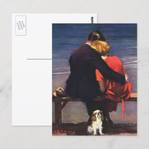 Vintage romantische Liebe, Romantik am Strand Postkarte