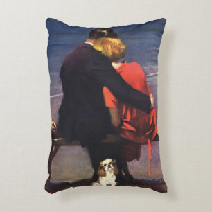 Vintage Romantische Liebe, Romanze am Strand Dekokissen