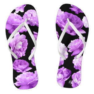 Vintage romantische lila Blumen drehen Reinfälle Flip Flops