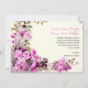 Vintage romantische Malerei von rosa Rosen Hochzei Einladung