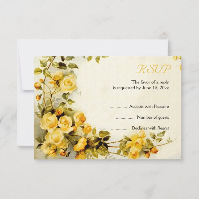 Vintage romantische Malerei von Rose Hochzeit RSVP Karte (Vorderseite)