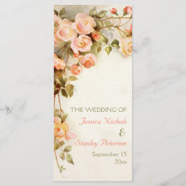 Vintage romantische Malerei von Rose Hochzeitsprog Programm