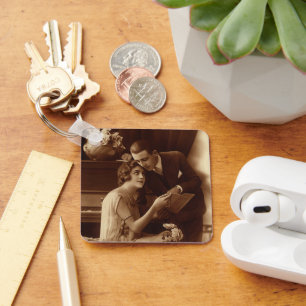 Vintage Romantische Musik, Liebe und Romantikliebh Schlüsselanhänger