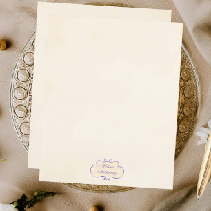 Vintage Romantische Namensschild-Schreibwarenpapie Briefbogen