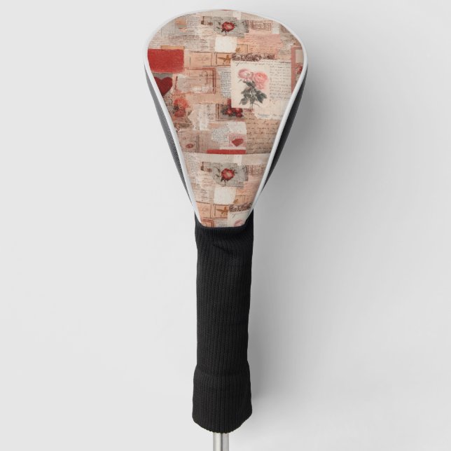 Vintage Romantische Rose Collage (2) Golf Headcover (Vorderseite)