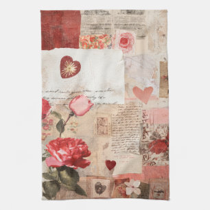 Vintage Romantische Rose Collage (3) Geschirrtuch