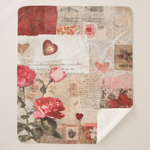 Vintage Romantische Rose Collage (3) Sherpadecke