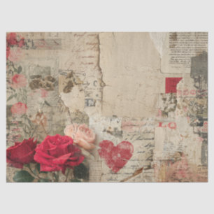 Vintage Romantische Rose Collage (4) Seidenpapier