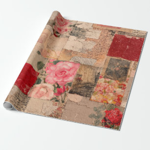 Vintage Romantische Rose Collage (5) Geschenkpapier