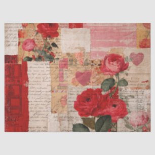 Vintage Romantische Rose Collage (6) Seidenpapier