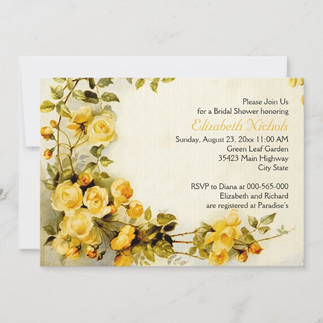 Vintage romantische Rose Hochzeitsfest Brautparty Einladung (Vorderseite)