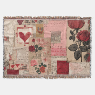 Vintage Romantische Rose-Kollage (1) Decke