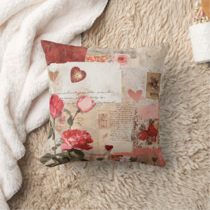 Vintage Romantische Rose-Kollage (3) Kissen