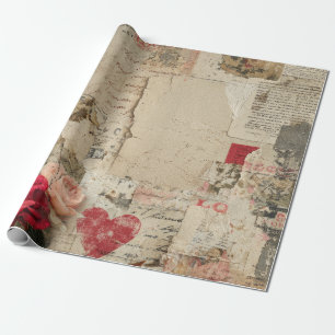 Vintage Romantische Rose-Kollage (4) Geschenkpapier