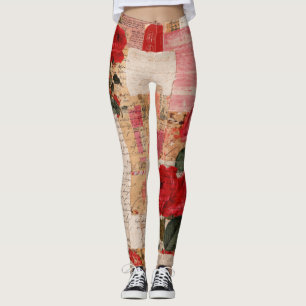 Vintage Romantische Rosen Collage (6) Leggings