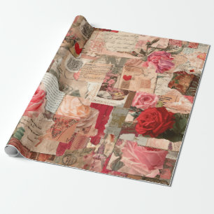 Vintage Romantische Rosen Collage (7) Geschenkpapier