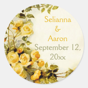 Vintage romantische Rosen Hochzeit Save the Date Runder Aufkleber