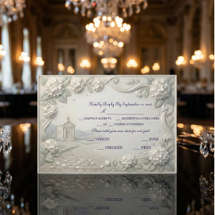 Vintage romantische Salbeicreme-Hortensie RSVP Karte