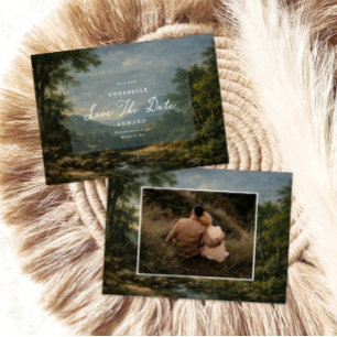 Vintage romantische Tapete blaue Hochzeitsfoto Save The Date