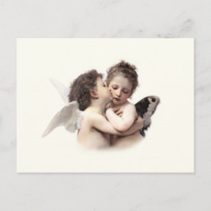 Vintage romantischer erster Kuss Cupid und Psyche Postkarte