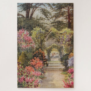 Vintage romantischer Gartenweg im Frühling Puzzle