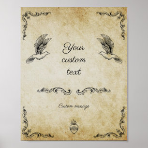 Vintage romantisches Hochzeitsschild Poster