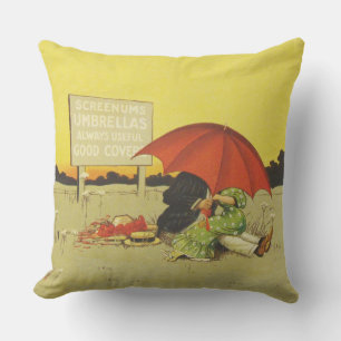 Vintage romantisches küssendes Paar roter Regensch Kissen