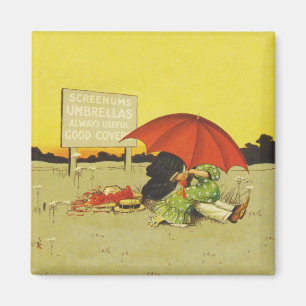 Vintage romantisches küssendes Paar roter Regensch Magnet