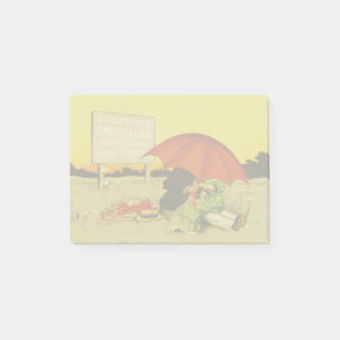 Vintage romantisches küssendes Paar roter Regensch Post-it Klebezettel