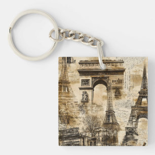Vintage Romantisches Paris Frankreich Eiffelturm Schlüsselanhänger